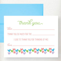 Kramer Drive Kids Hearts Fill in Thank You Note Card