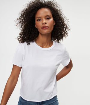 Michael Stars Jackie Raw Edge Crew Tee in White