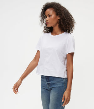 Michael Stars Jackie Raw Edge Crew Tee in White