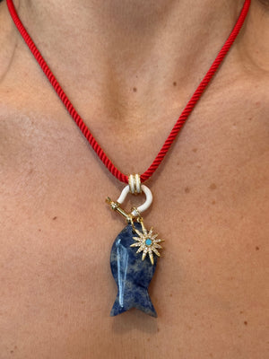 Forever Blythe Gemstone Single Fish Pendant Necklace - Assorted