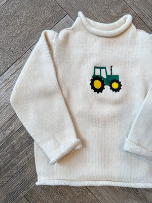A Soft Idea Green Tractor Roll Neck Sweater in Natural