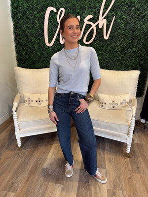 SUNCOO Paris Perseal Sweater Top in Sky Blue