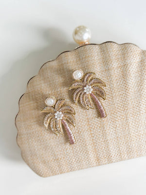 Gaby & Grace Gold Palm Tree Beaded Earrings