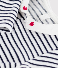 Petit Bateau Velour Snap Footie with Collar in Navy Stripe