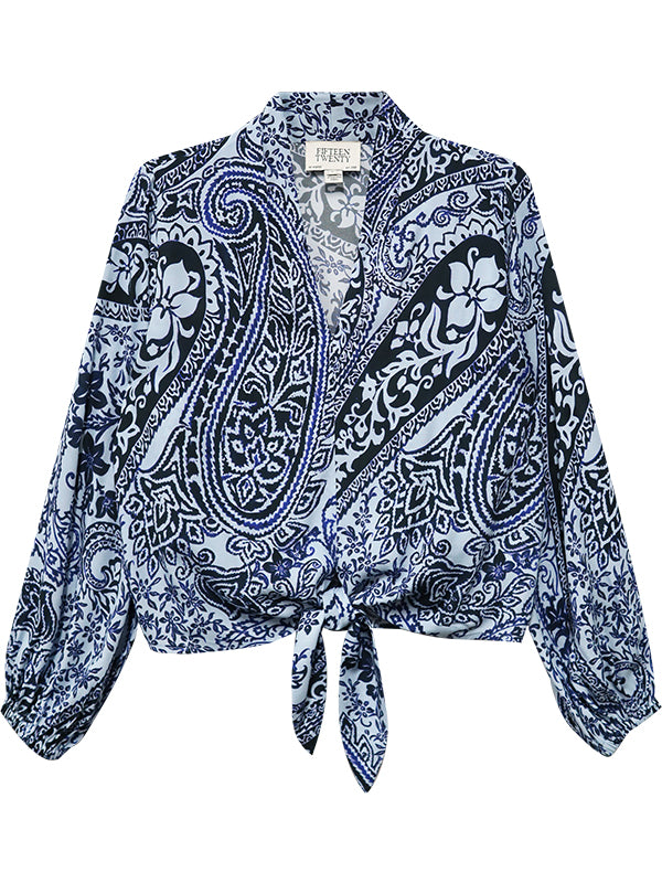 Fifteen Twenty Scarlet Tie Front Top in Paisley