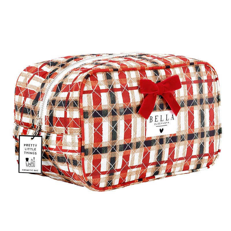Bella Sleep Spa Quilted Cosmetic Bag in Plaid