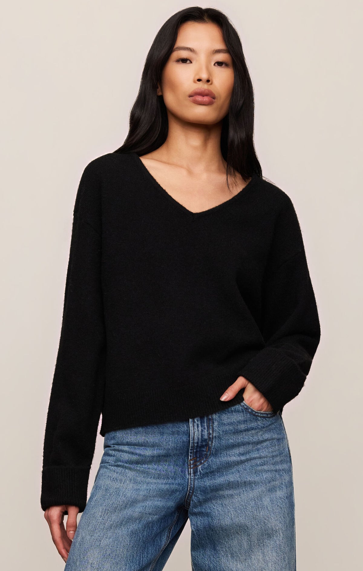 Z Supply Cerro V-Neck Sweater in Black