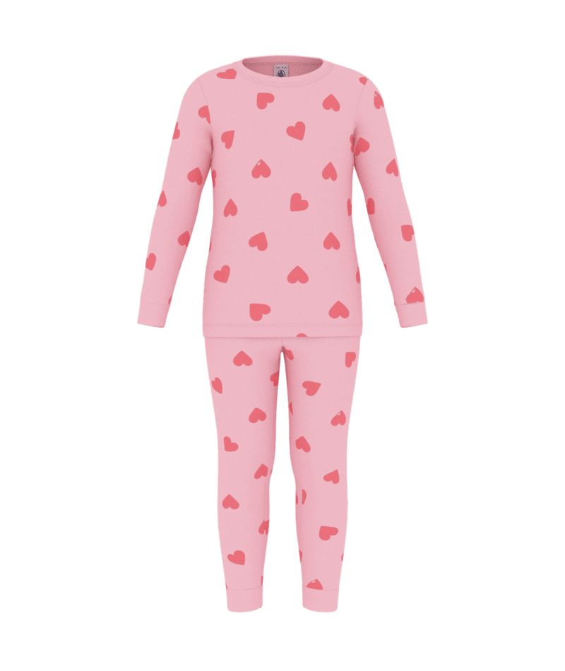 Petit Bateau Loungewear Set in Hot Pink Hearts