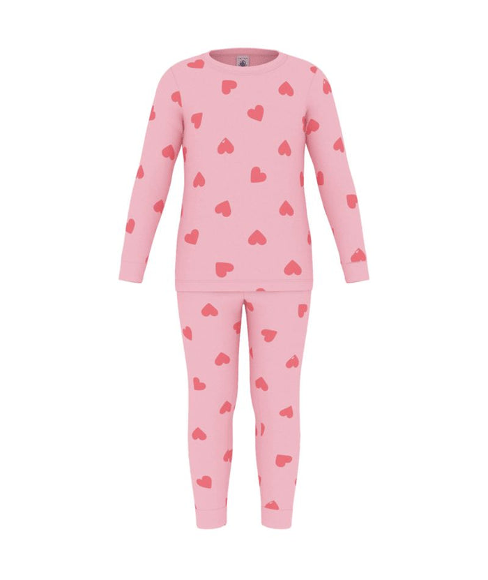 Petit Bateau Loungewear Set in Hot Pink Hearts