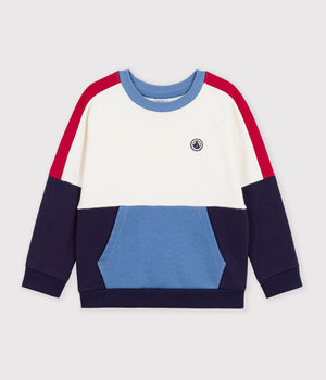 Petit Bateau Colorblock Sweatshirt in White/Navy