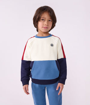 Petit Bateau Colorblock Sweatshirt in White/Navy