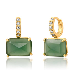 Tai Jewelry - Pave Huggie with East - West Green Stone