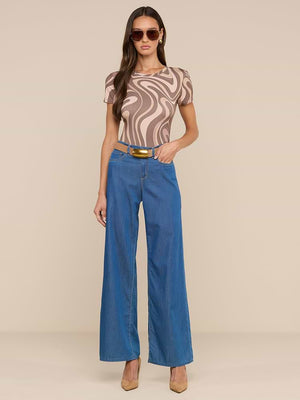 L'Agence Ressi Crew in Brown Sepia Swirl