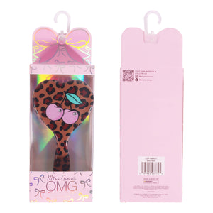 OMG Accessories Cherry Leopard Printed Heart Shaped Hairbrush