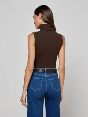 L'Agence Ceci Sleeveless Turtleneck in Coffee Bean