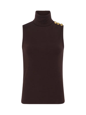 L'Agence Ceci Sleeveless Turtleneck in Coffee Bean