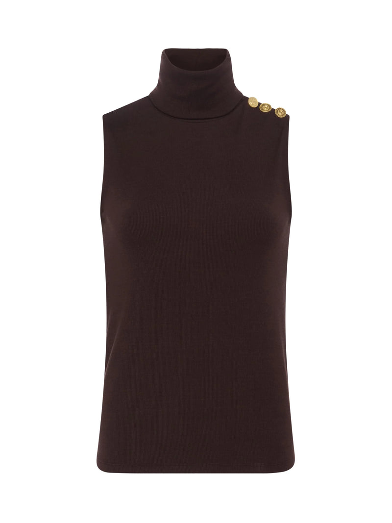 L'Agence Ceci Sleeveless Turtleneck in Coffee Bean