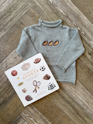 A Soft Idea Football Trio Roll Neck Sweater in Grey