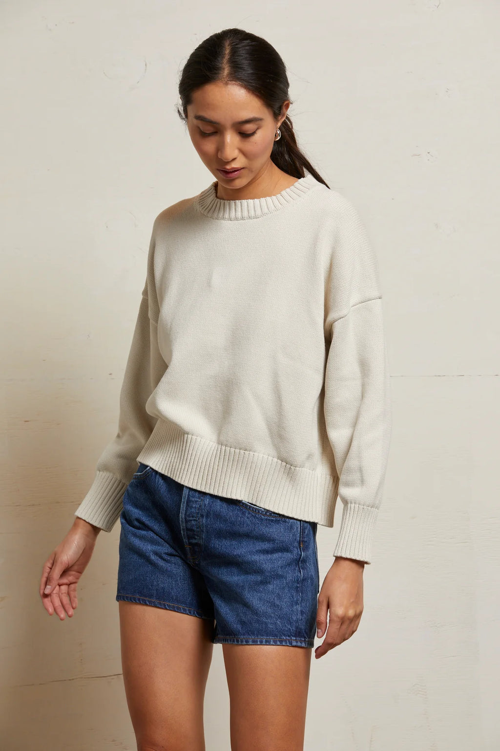 perfectwhitetee Janet Cotton Sweater in Sugar