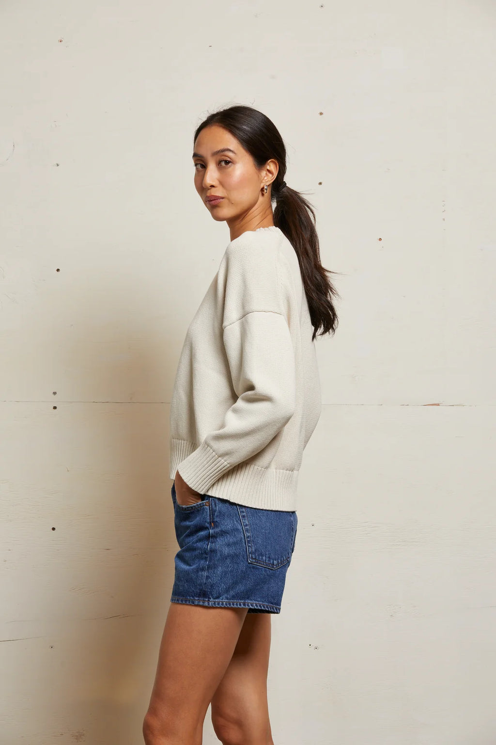 perfectwhitetee Janet Cotton Sweater in Sugar
