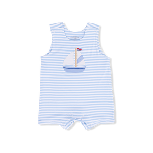 Angel Dear Romper in Bubbly Sailboat Stripe