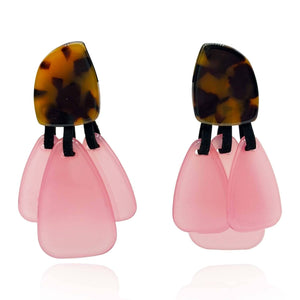 Michael Nash Jewelry Patrizia Tortoise Resin Top Earrings With Pale Pink Resin Drops