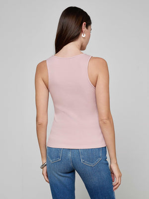 L'Agence Adira Scoop Neck Tank in Pale Rose
