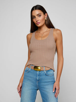 L'Agence Adira Scoop Neck Tank in Portabella