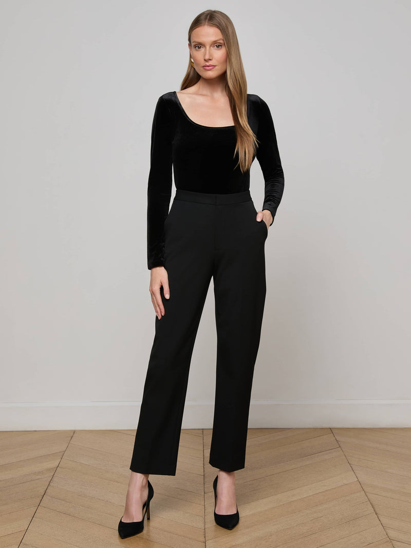 L'Agence Jelena Velvet Top in Noir