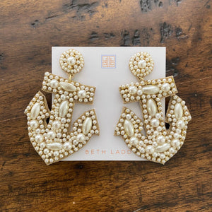Beth Ladd Collections - Pearl Anchor Earrings