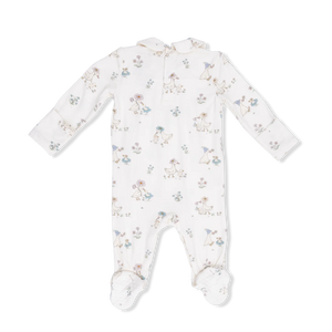 Angel Dear Smocked Peter Pan Snap Footie in Flower Ducklings