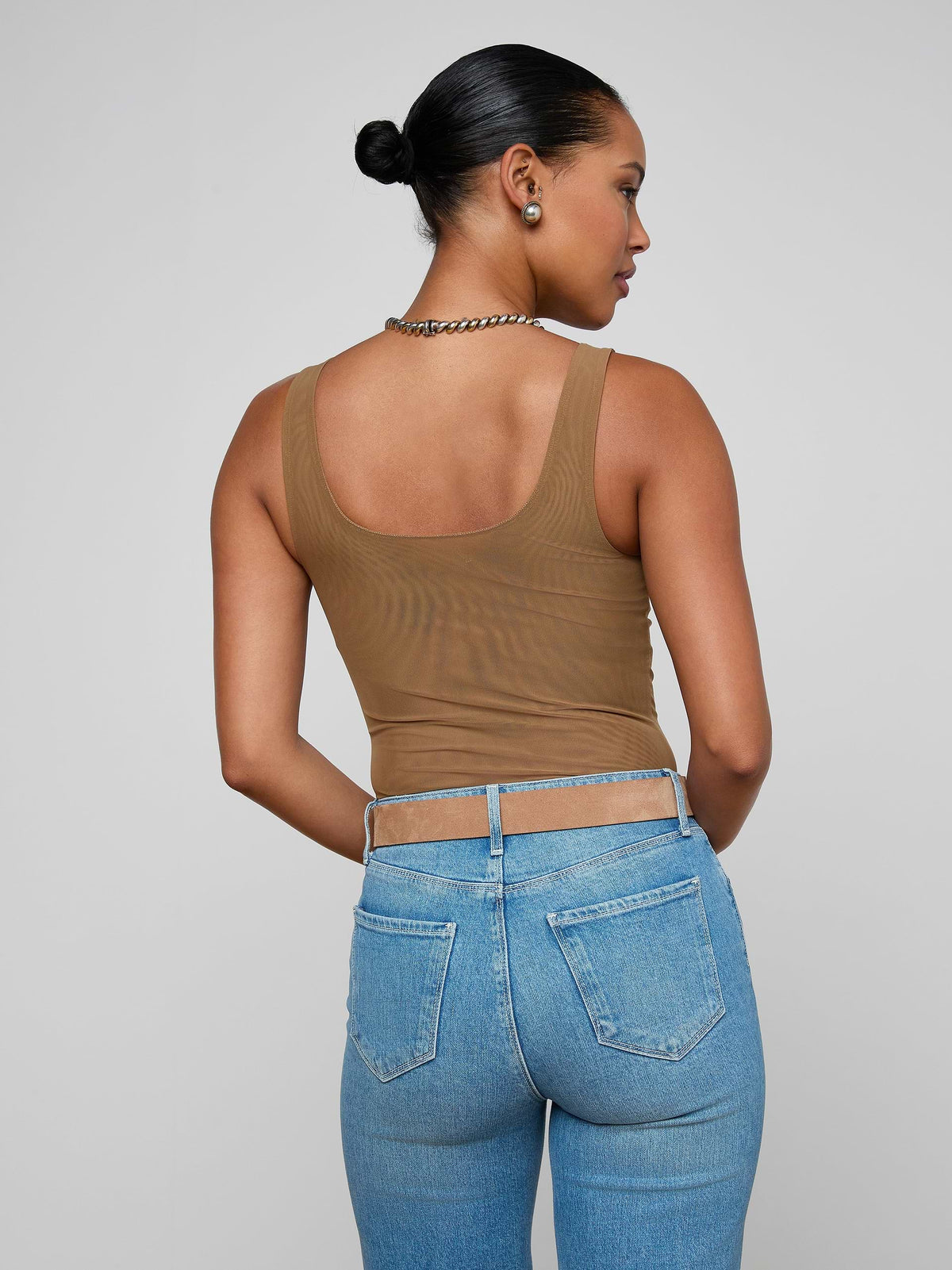 L'Agence Kalea Tank Bodysuit in Dark Macchiato