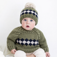 Huggalugs Beanie Hat in Green Geo