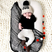 Huggalugs Hand Knit Beanie Hat in BOO