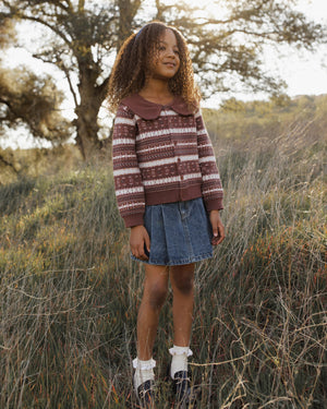 Rylee + Cru Fairisle Cardigan in Mulberry Stripe