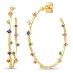Tai Hoops with Multi Colored Stones