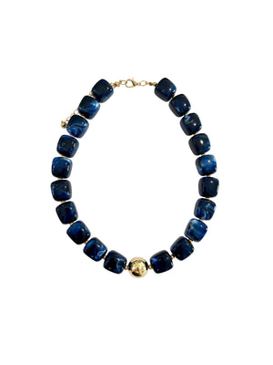 Gemelli - Massey Chunky Beaded Necklace - Navy