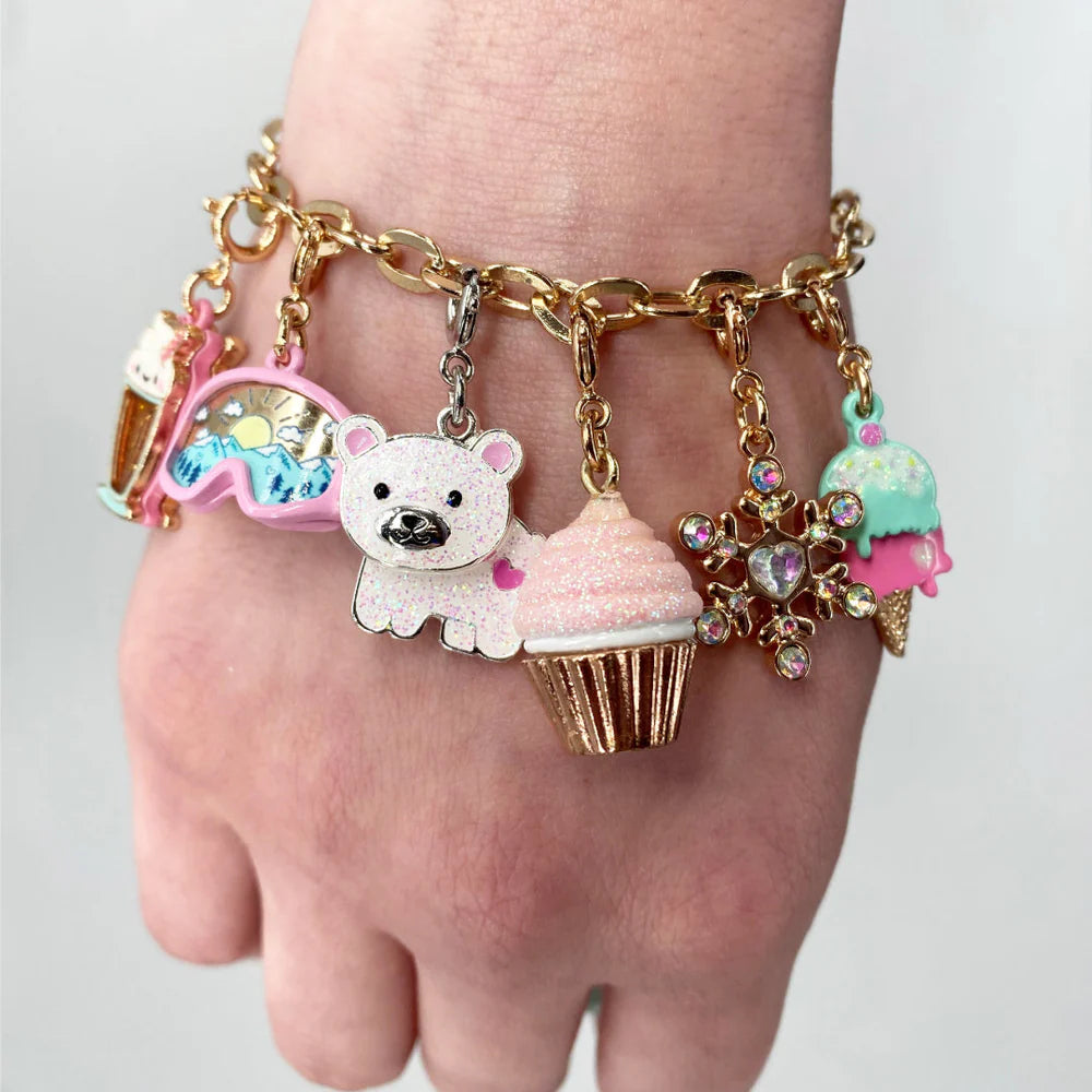 Charm It! Gold Pink Glitter Cupcake Charm