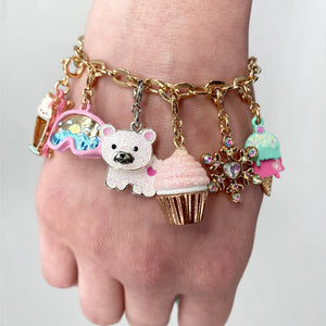 Charm It! Gold Pink Glitter Cupcake Charm