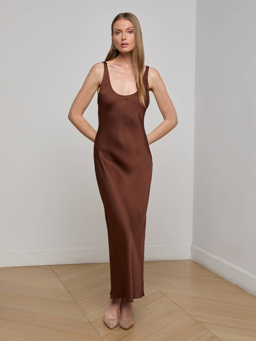 L'Agence Akiya Slip Dress in Hot Fudge