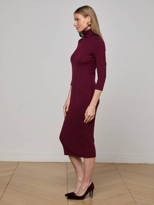L'Agence Voletta Turtleneck Midi Dress in Merlot