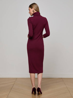 L'Agence Voletta Turtleneck Midi Dress in Merlot