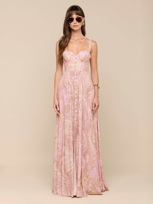 L'Agence Rosette Maxi Dress in Paisley