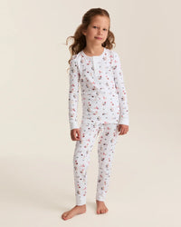 Petite Plume Children's Snug Fit Pajama Set in Woof de Noël