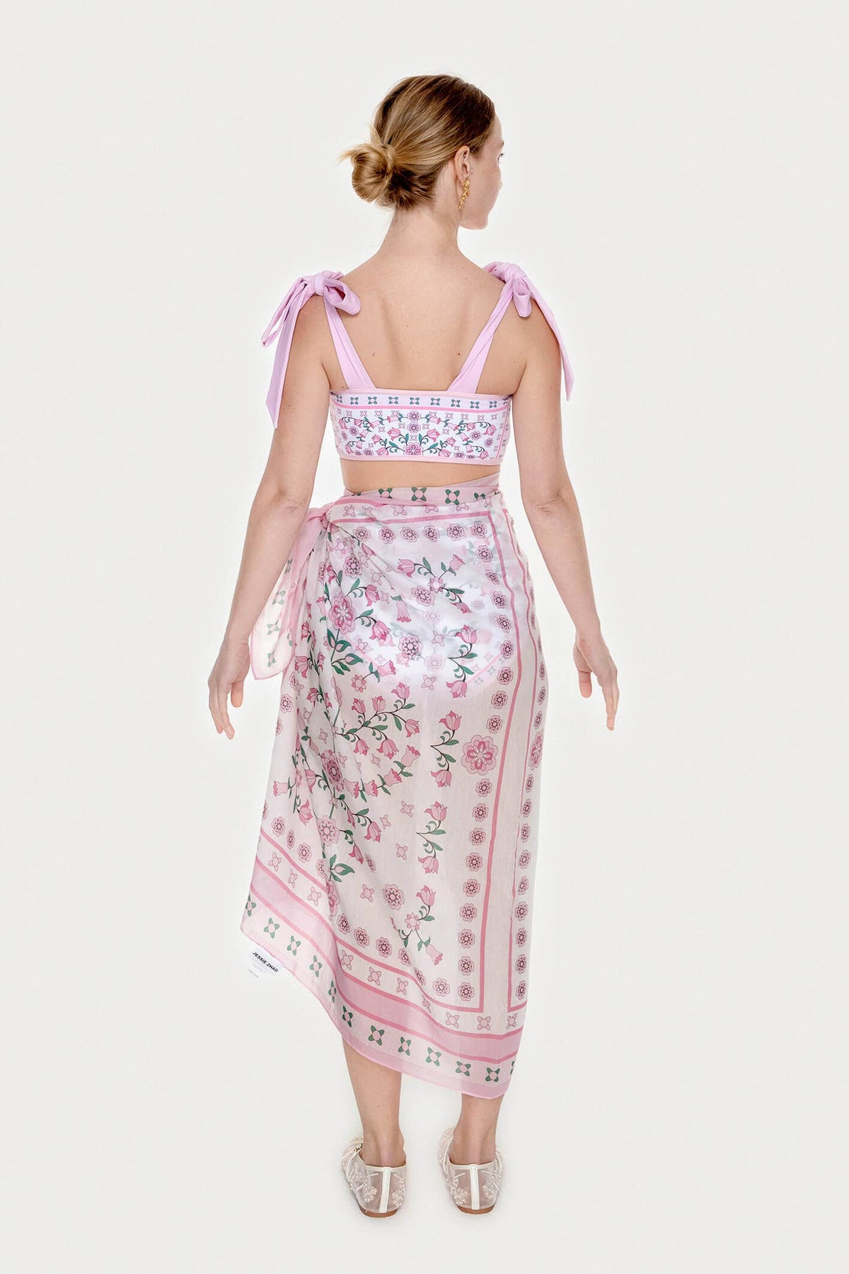 Jessie Zhao New York Beach Sarong Wrap in Pink Blossom