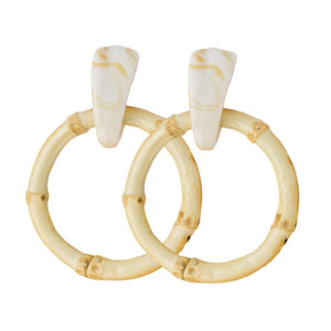 St Armands Light Brown Bamboo Statement Drop Earrings