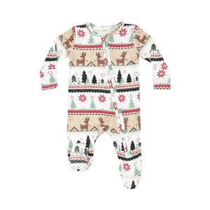 Angel Dear 2 Way Zipper Footie in Reindeer Faire Isle