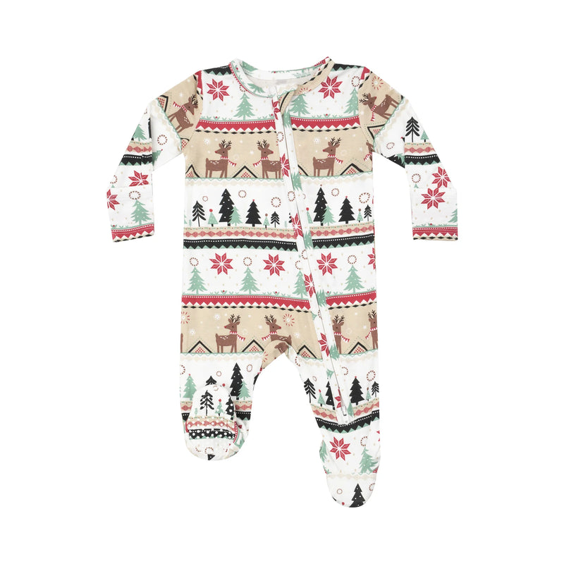 Angel Dear 2 Way Zipper Footie in Reindeer Faire Isle