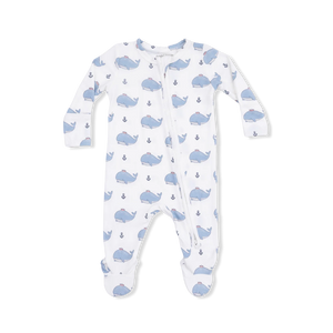 Angel Dear 2 Way Zipper Footie in Bubbly Sailor Whales Blue