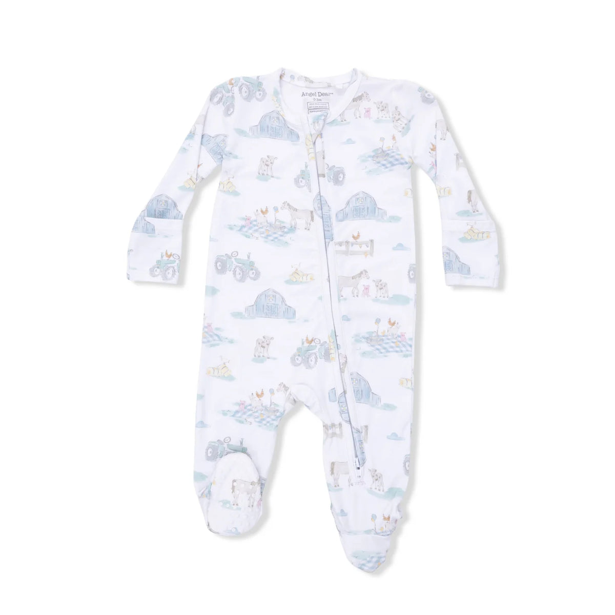 Angel Dear 2 Way Zipper Footie in Farm Animals Party